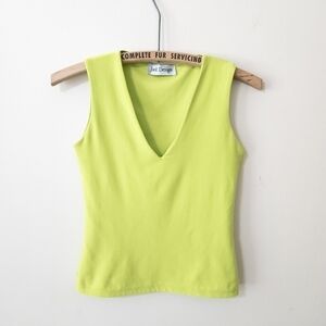 Y2k lime green crop top baby tee tank top size small